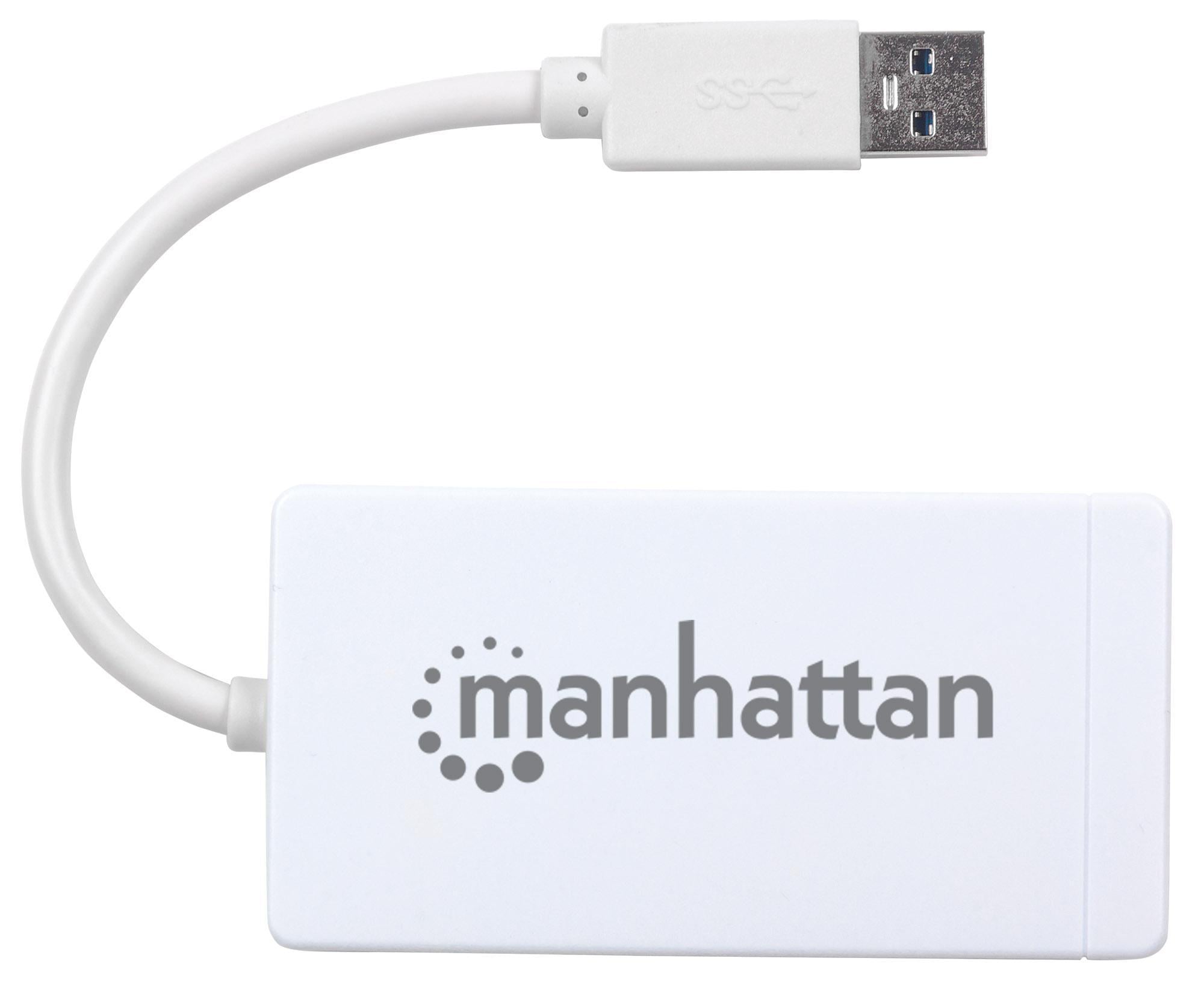 Hub 3 porte USB 3.0 con Adattatore Ethernet Gigabit - Manhattan IDATA USB-ETGIGA-3U