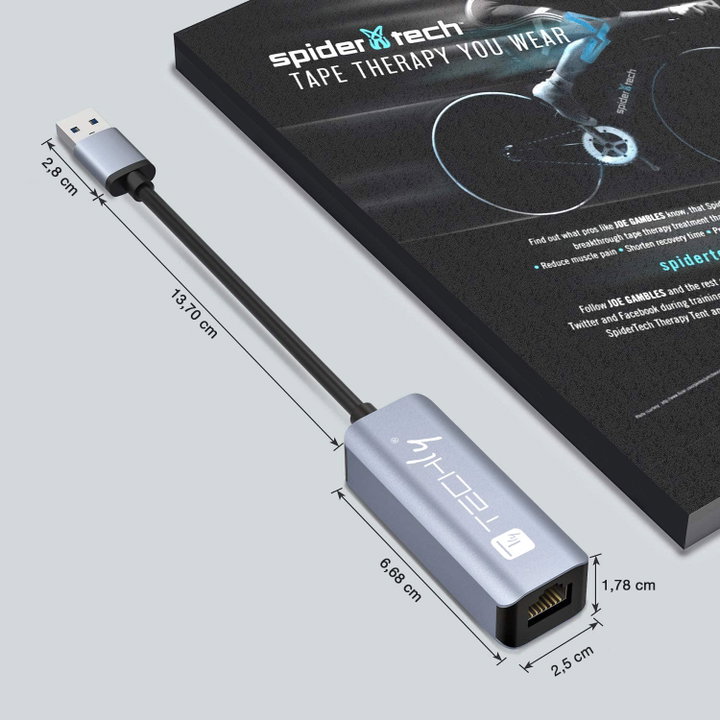 Adattatore Convertitore USB 3.2 Tipo A a RJ45 Gigabit - Techly IDATA USB-ETGIGA-AA