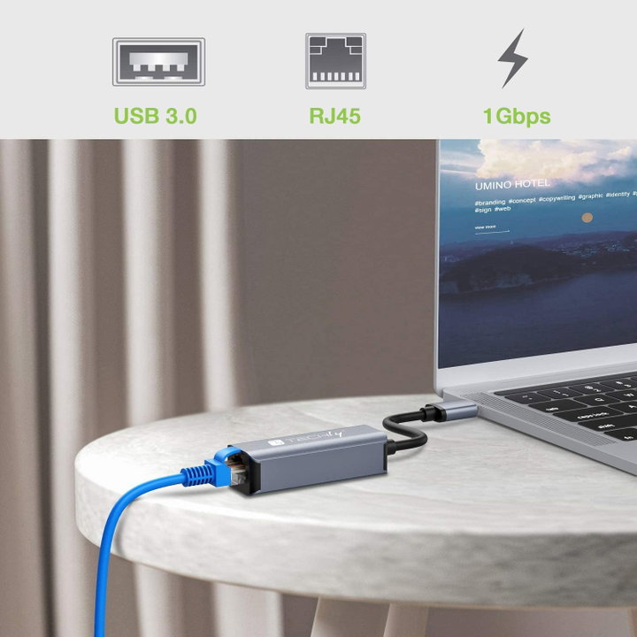 Adattatore Convertitore USB 3.2 Tipo A a RJ45 Gigabit - Techly IDATA USB-ETGIGA-AA