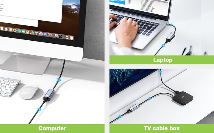 Adattatore Convertitore USB 3.2 Tipo A a RJ45 Gigabit - Techly IDATA USB-ETGIGA-AA
