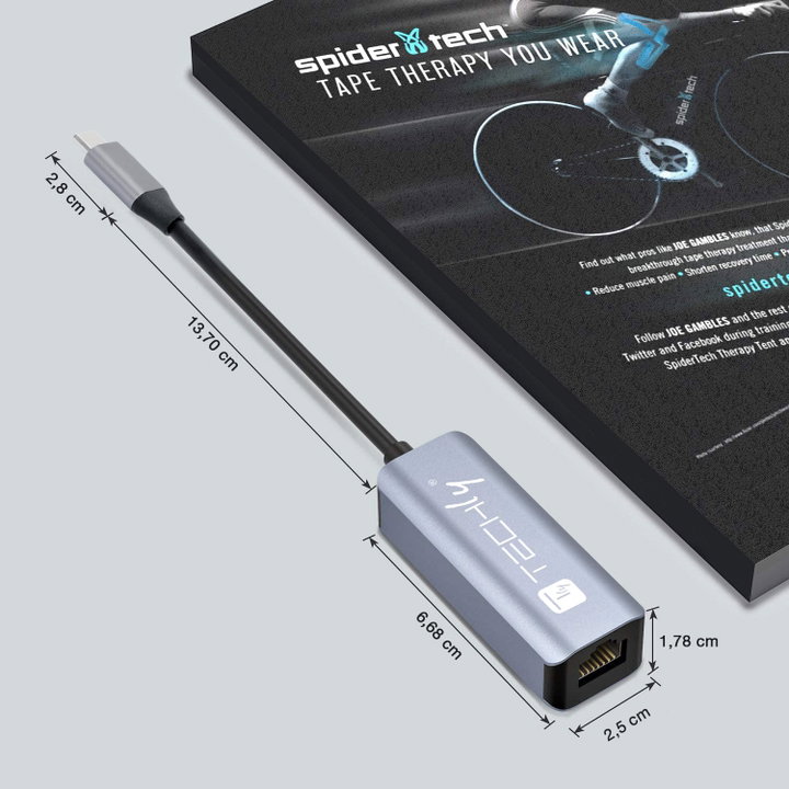 Adattatore Convertitore USB-C 3.2 a RJ45 Gigabit - Techly IDATA USB-ETGIGA-CA