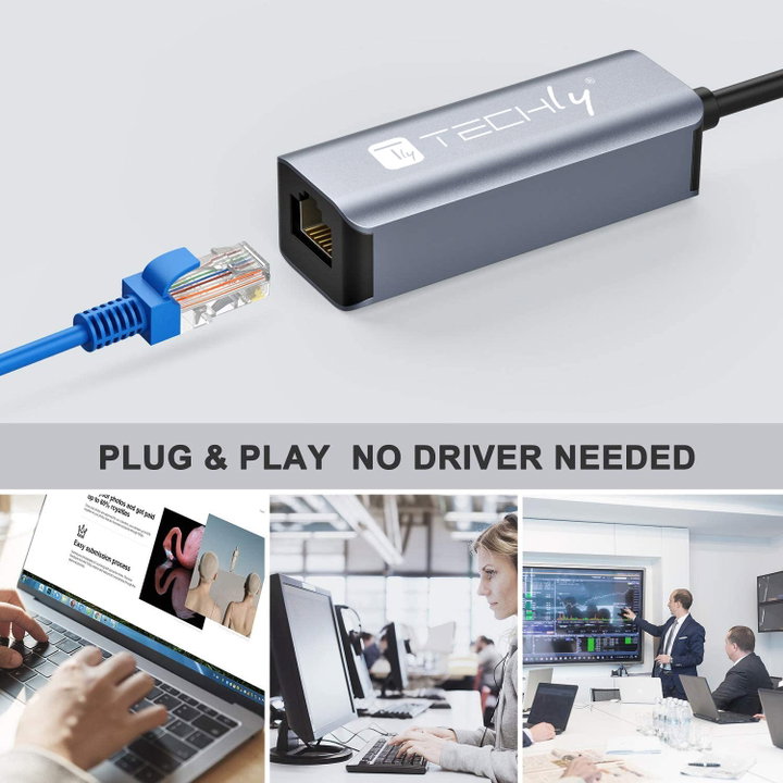 Adattatore Convertitore USB-C 3.2 a RJ45 Gigabit - Techly IDATA USB-ETGIGA-CA