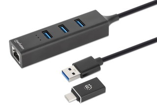 Hub USB 3.2 3 Combo Doors Type-C/A with Gigabit Network Adapter - Manhattan USB-ETGIGA-CB IDATA