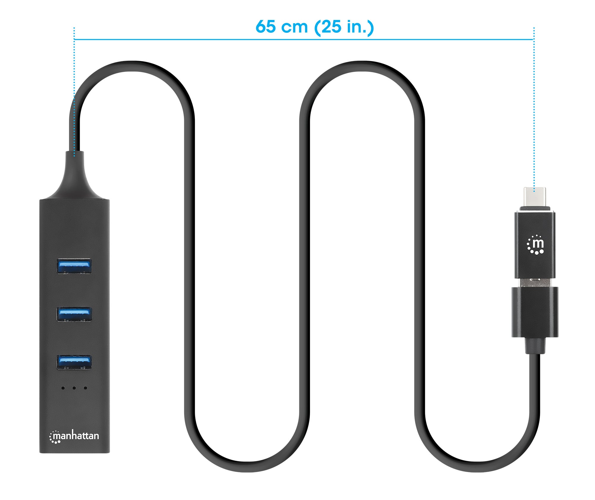 Hub USB 3.2 3 Porte Combo Type-C/A con Adattatore di Rete Gigabit - Manhattan IDATA USB-ETGIGA-CB