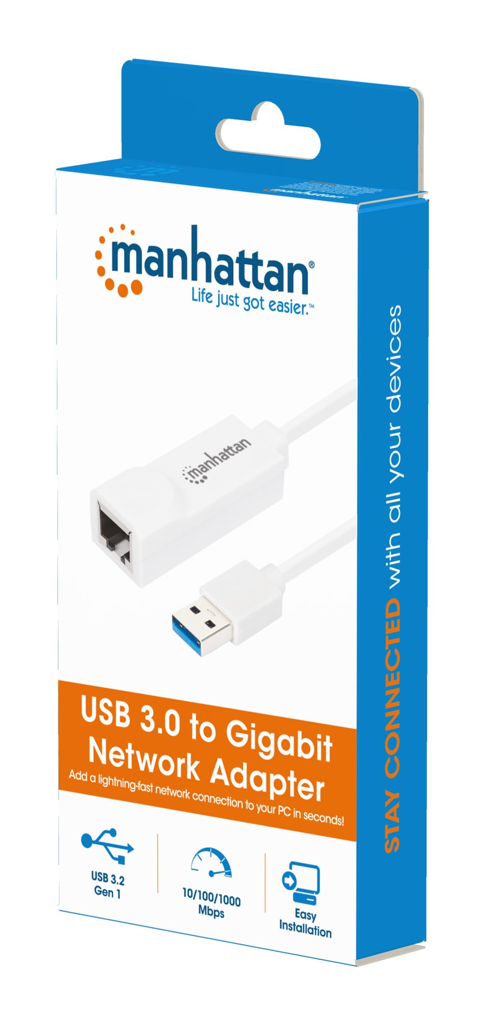 Adattatore USB 3.2 con porta Ethernet LAN 1Gbps - Manhattan IDATA USB-ETGIGA3