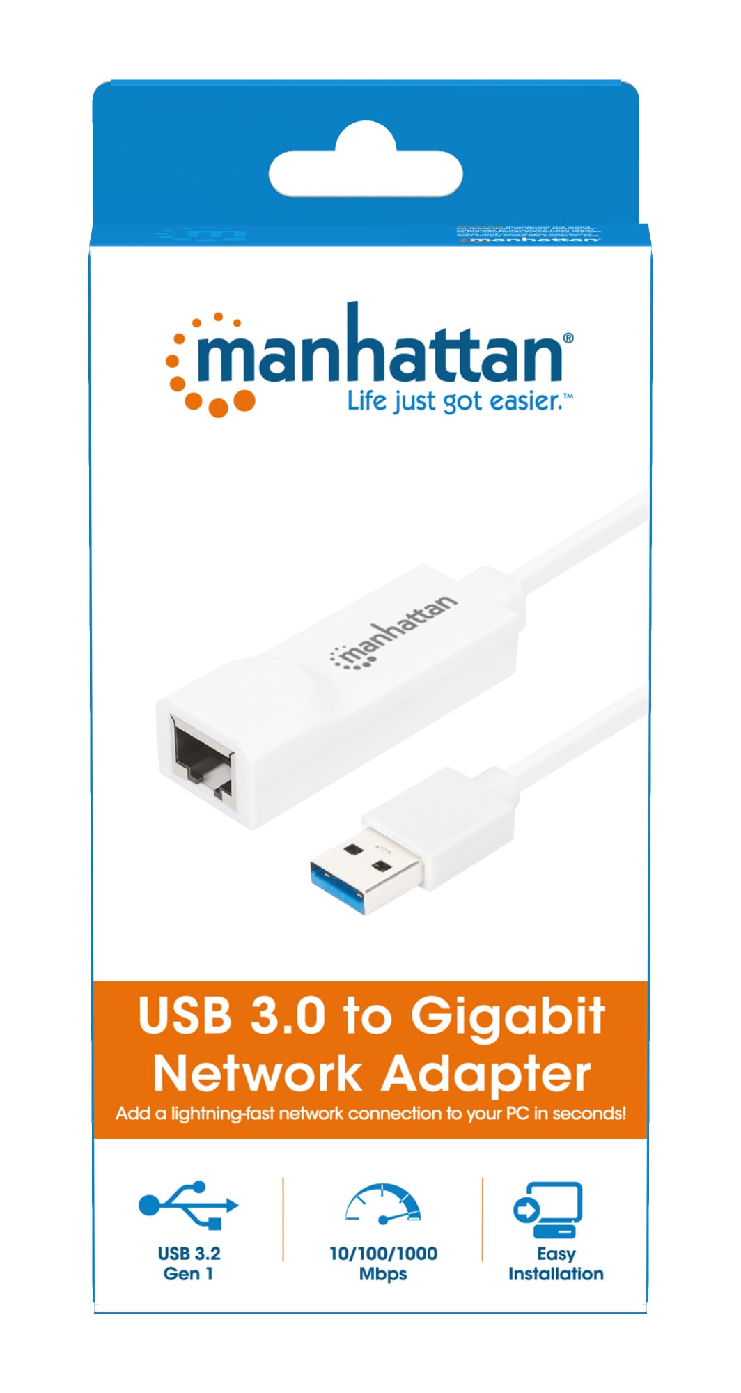 Adattatore USB 3.2 con porta Ethernet LAN 1Gbps - Manhattan IDATA USB-ETGIGA3