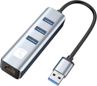 USB-A adapter to RJ 45 Gigabit with Hub 3 USB ports 3.2 5 Gbps - Techly IDATA USB-ETGIGA 3 AA
