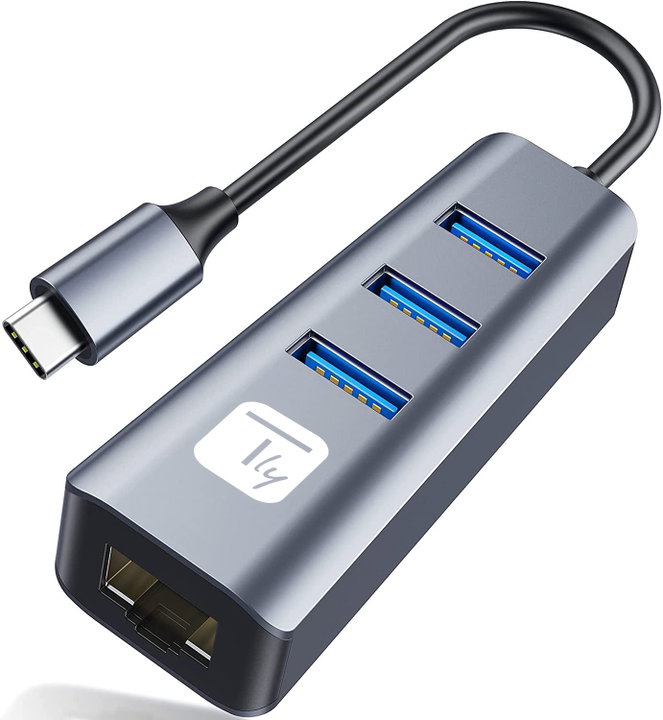 Adattatore USB-C a RJ45 Gigabit con Hub 3 Porte USB 3.2 5 Gbps - Techly IDATA USB-ETGIGA3CA