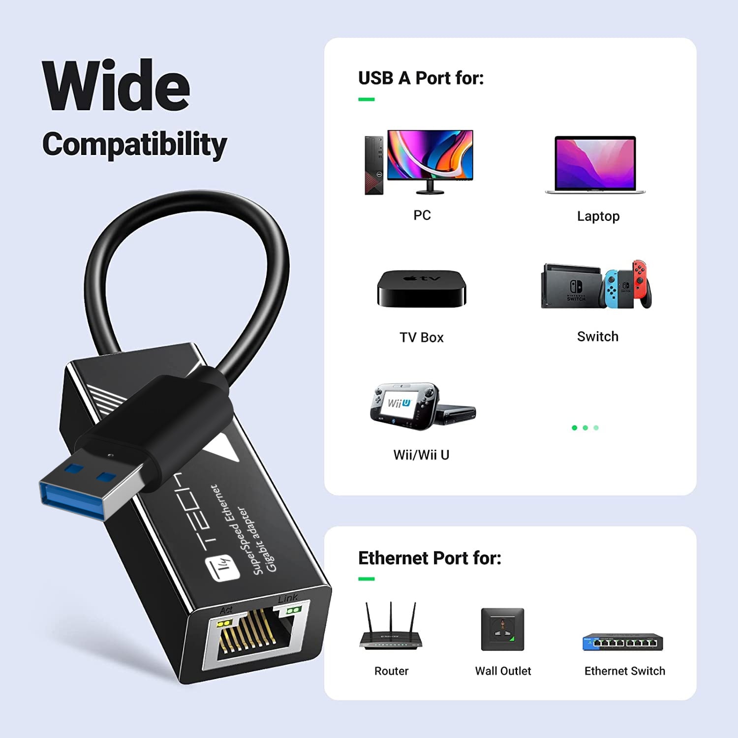 Adattatore di Rete Gigabit USB tipo A SuperSpeed - Techly IDATA USB-ETGIGA3T3
