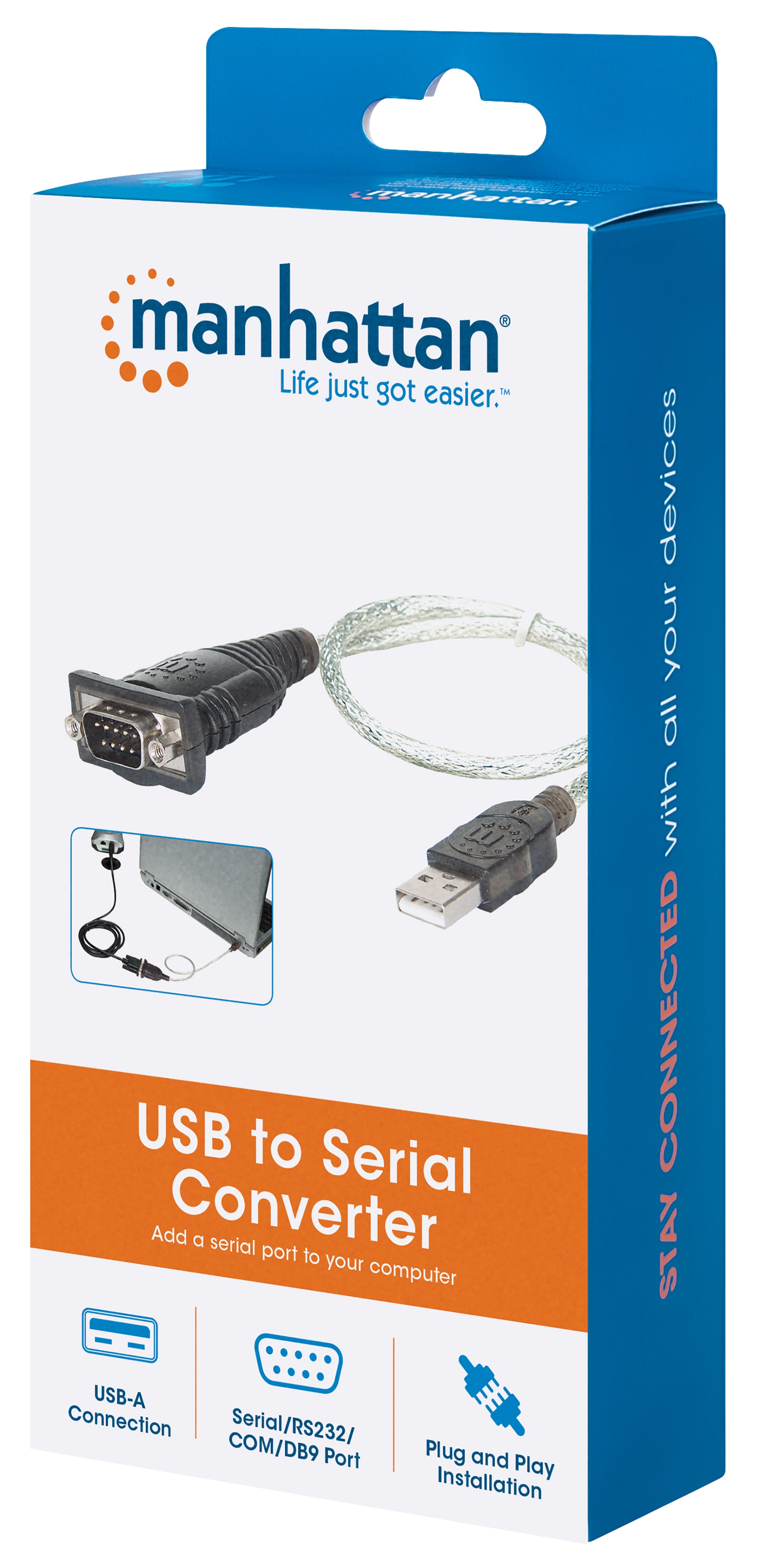 Convertitore Adattatore Manhattan da USB a Seriale 45cm in Blister - IDATA USB-SER-2