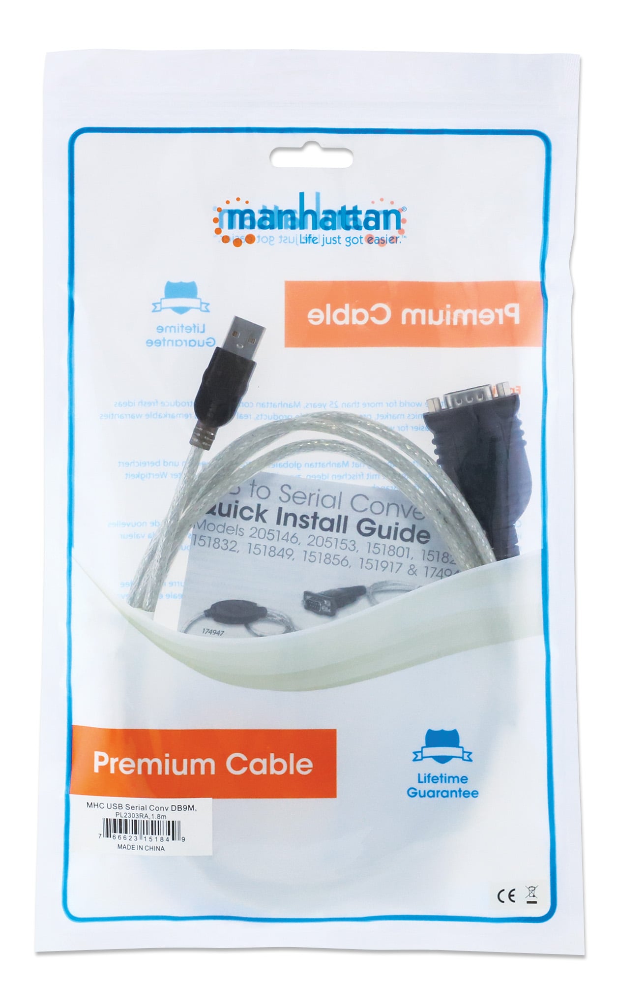 Convertitore Adattatore Manhattan da USB a Seriale 1,8m - IDATA USB-SER-218