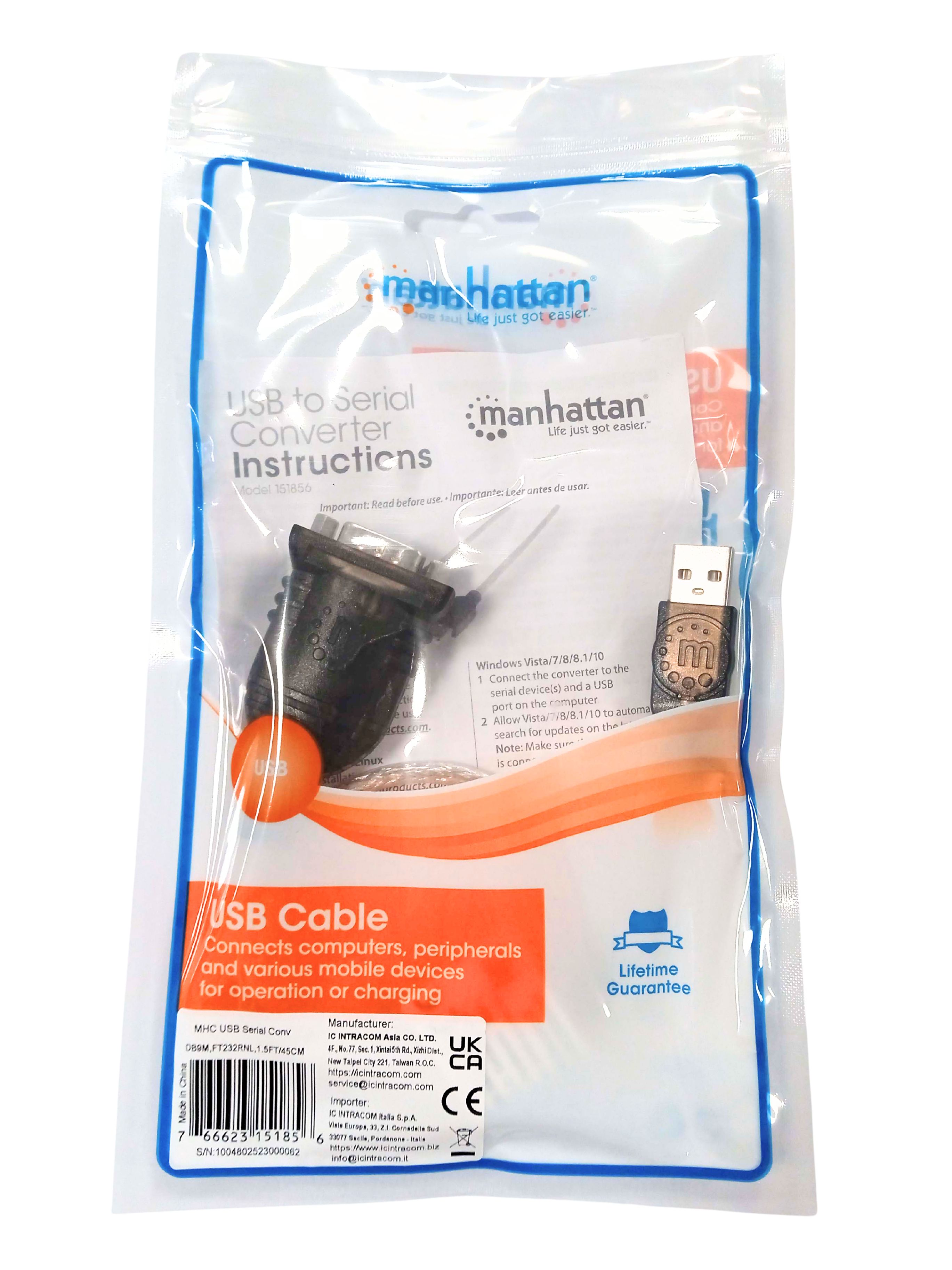 Convertitore Adattatore Manhattan da USB a Seriale chipset FTDI - IDATA USB-SER-2F
