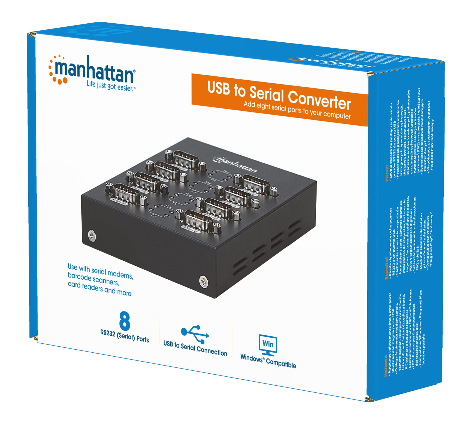 Convertitore da USB a 8 porte seriali - Manhattan IDATA USB-SER-8