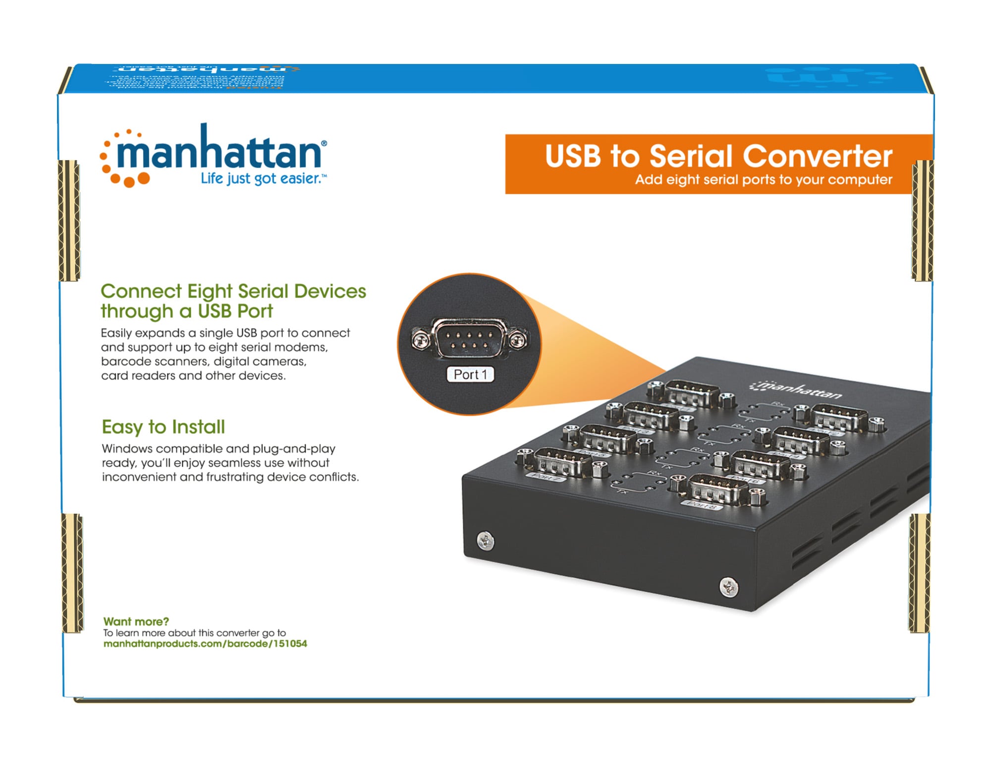 Convertitore da USB a 8 porte seriali - Manhattan IDATA USB-SER-8