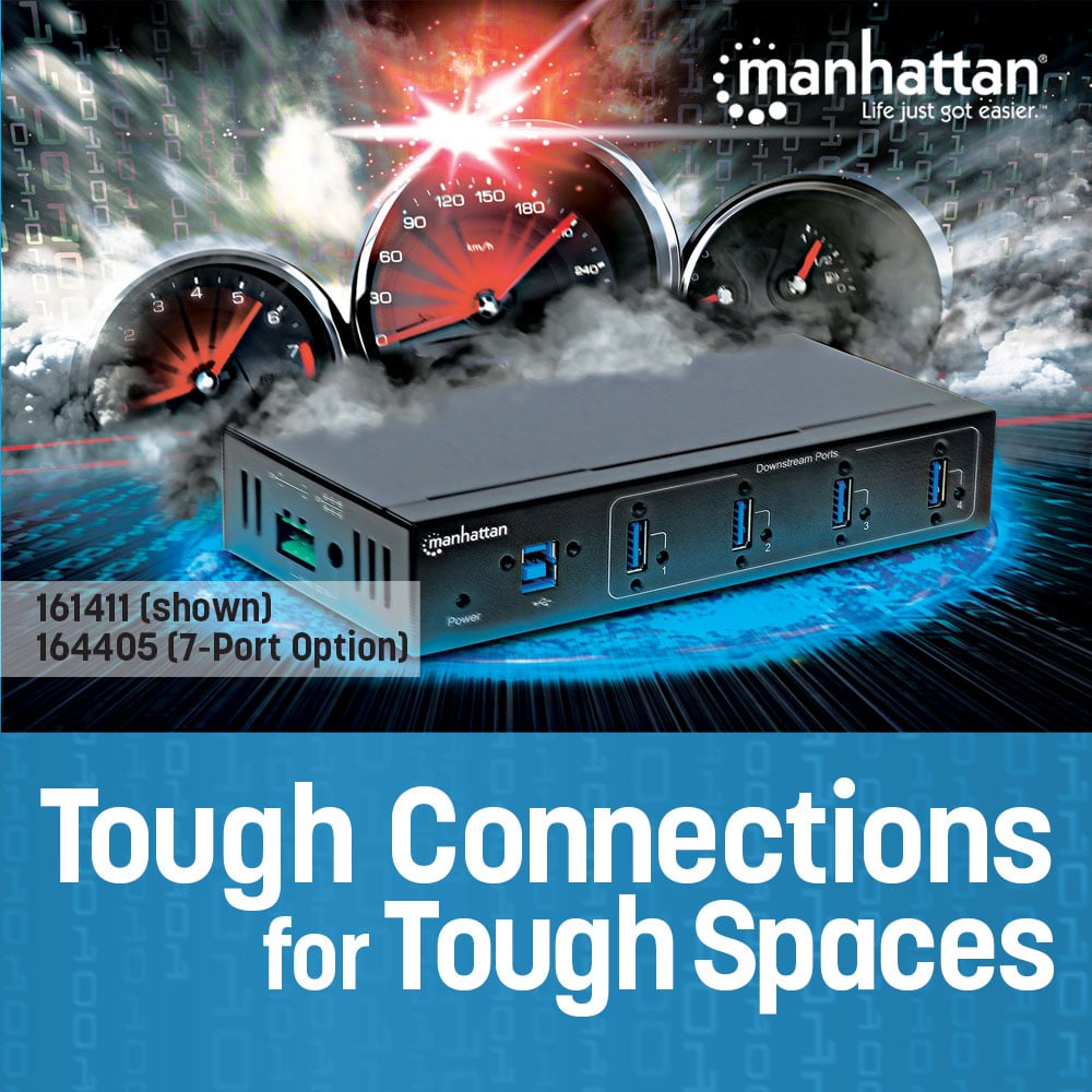 Industrial Hub USB 3.2 4 Doors - Manhattan IDATA USB 3 -SER- 4 MH