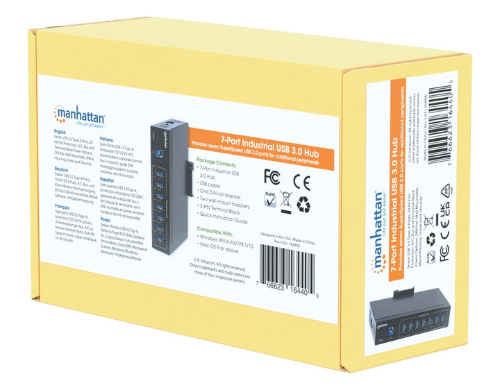 Industrial Hub USB 3.2 7 Doors - Manhattan IDATA USB 3 -SER- 7 MH