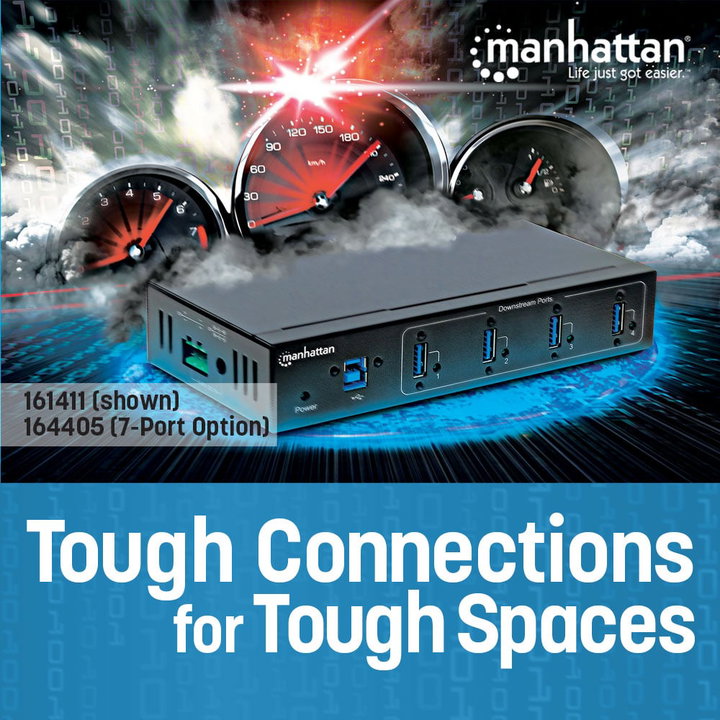 Industrial Hub USB 3.2 7 Doors - Manhattan IDATA USB 3 -SER- 7 MH