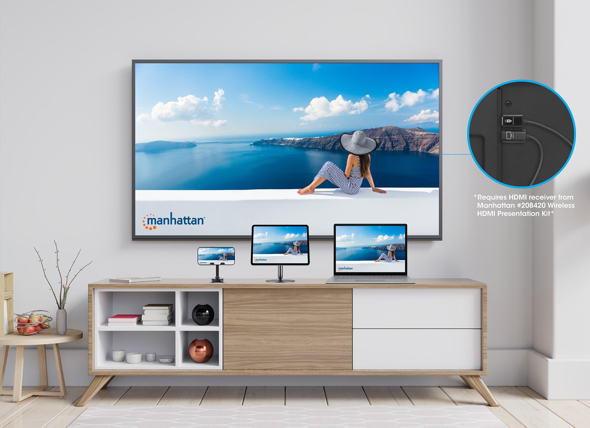 Adattatore Wireless HDMI 1080p con Trasmettitore USB-C™ per IDATA USBC-1080WL - Manhattan IDATA USBC-1080TXC