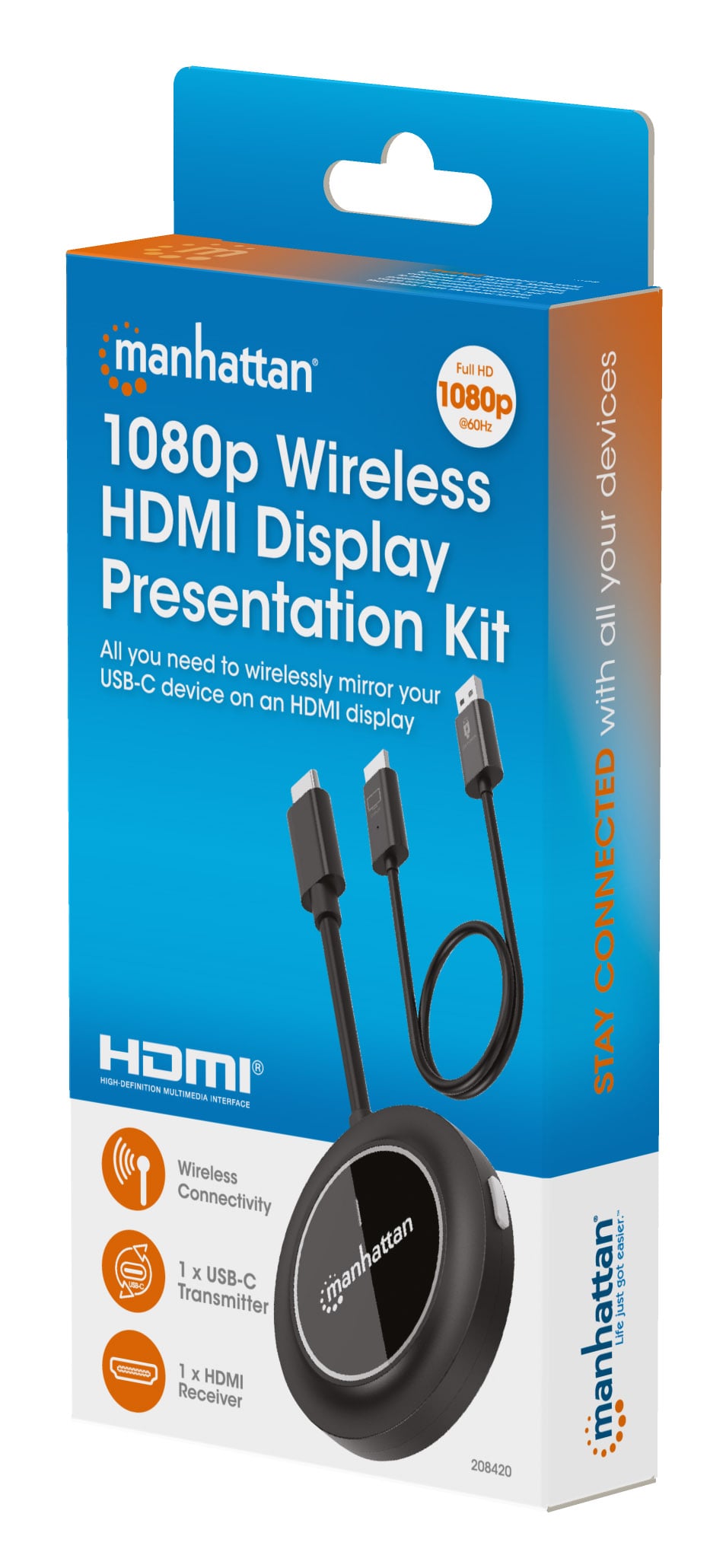 Kit di Presentazione Wireless da USB-C™ a HDMI 1080p - Manhattan IDATA USBC-1080WL