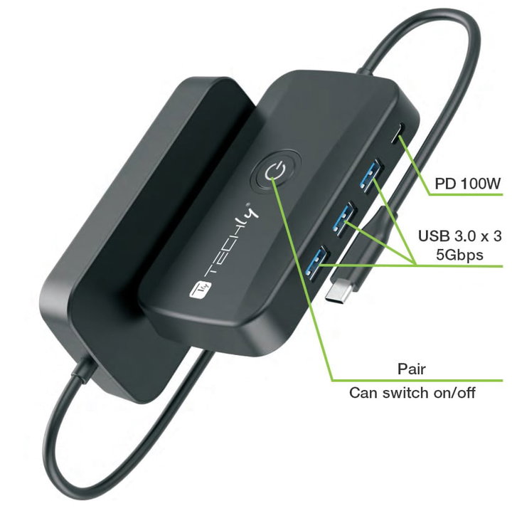 Wireless video extender adapter with USB-C hub 5 -in- 1 - Techly IDATA USBC-HUB 5 WL