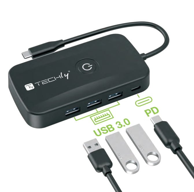 Wireless video extender adapter with USB-C hub 5 -in- 1 - Techly IDATA USBC-HUB 5 WL
