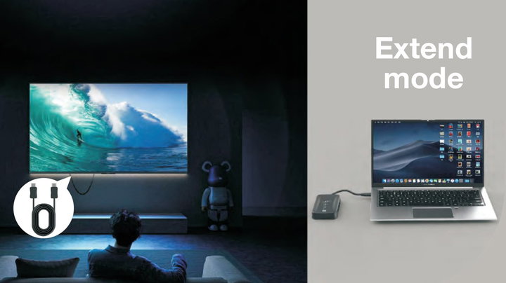 Wireless video extender adapter with USB-C hub 5 -in- 1 - Techly IDATA USBC-HUB 5 WL