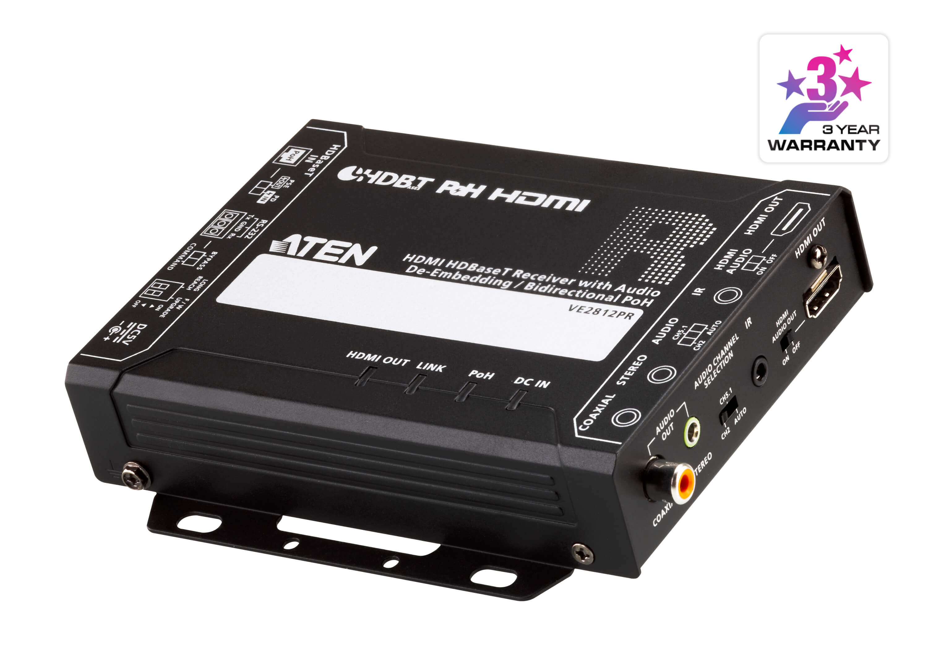 Ricevitore HDBaseT HDMI con de-embedding Audio PoH Bidirezionale 4K 100m, VE2812PR - Aten IDATA VE-2812PR