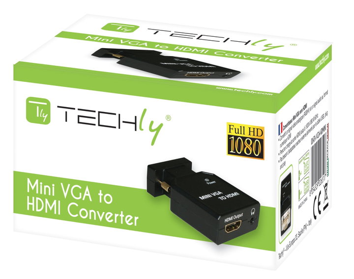 Mini Convertitore VGA+Audio a HDMI - Techly IDATA VGA-HDMINI