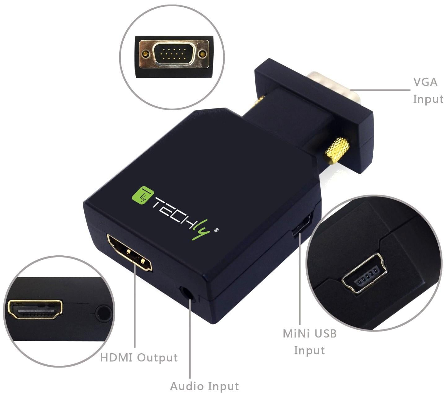 Mini VGA+Audio Converter to HDMI - Techly IDATA VGA-HDMINI