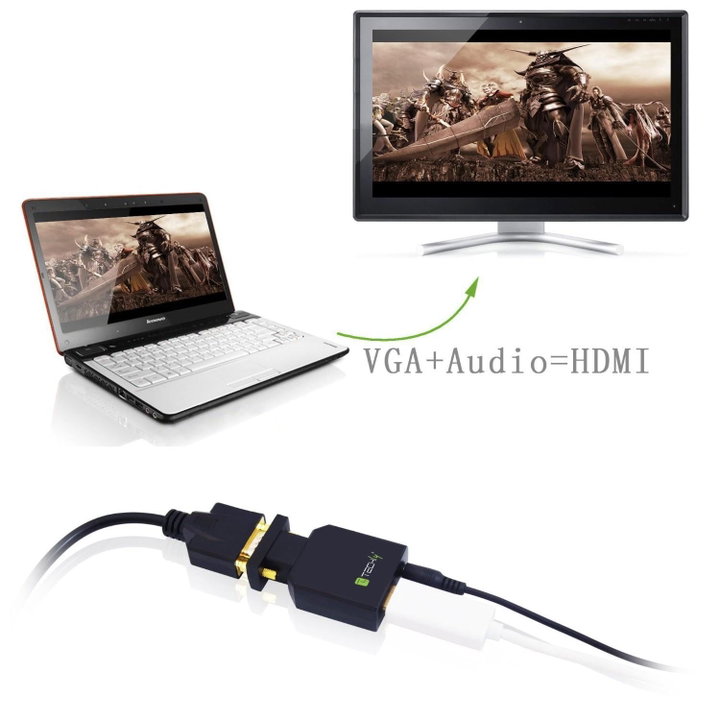 Mini Convertitore VGA+Audio a HDMI - Techly IDATA VGA-HDMINI