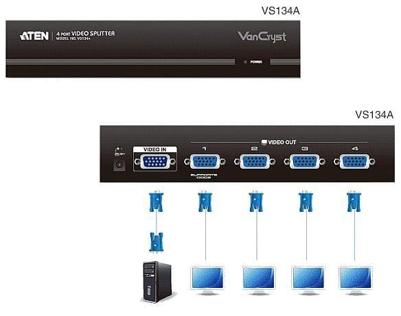 Splitter Video VGA a 4 porte 450MHz, VS134A - Aten IDATA VS-134A