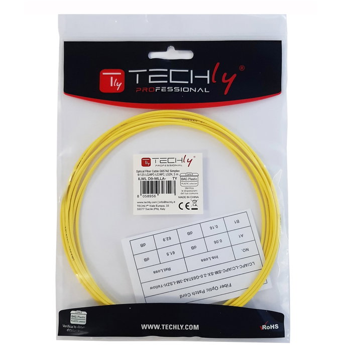 Cavo Fibra Ottica Monomodale OS2 LC/APC LC/APC 9/125 1m - Techly Professional ILWL D9-MLLA-010TY