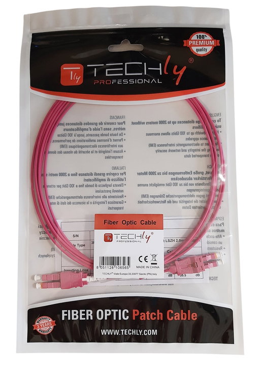 Cavo Fibra Ottica Multimodale Uniboot HD OM4 LC/LC 50/125 10m - Techly Professional ILWL OM4U-LCLC-100TY
