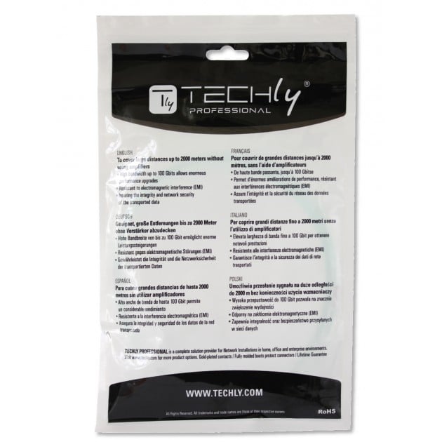 Cavo Fibra Ottica Monomodale Uniboot HD OS2 LC/LC 9/125 10m - Techly Professional ILWL OS2U-LCLC-100TY