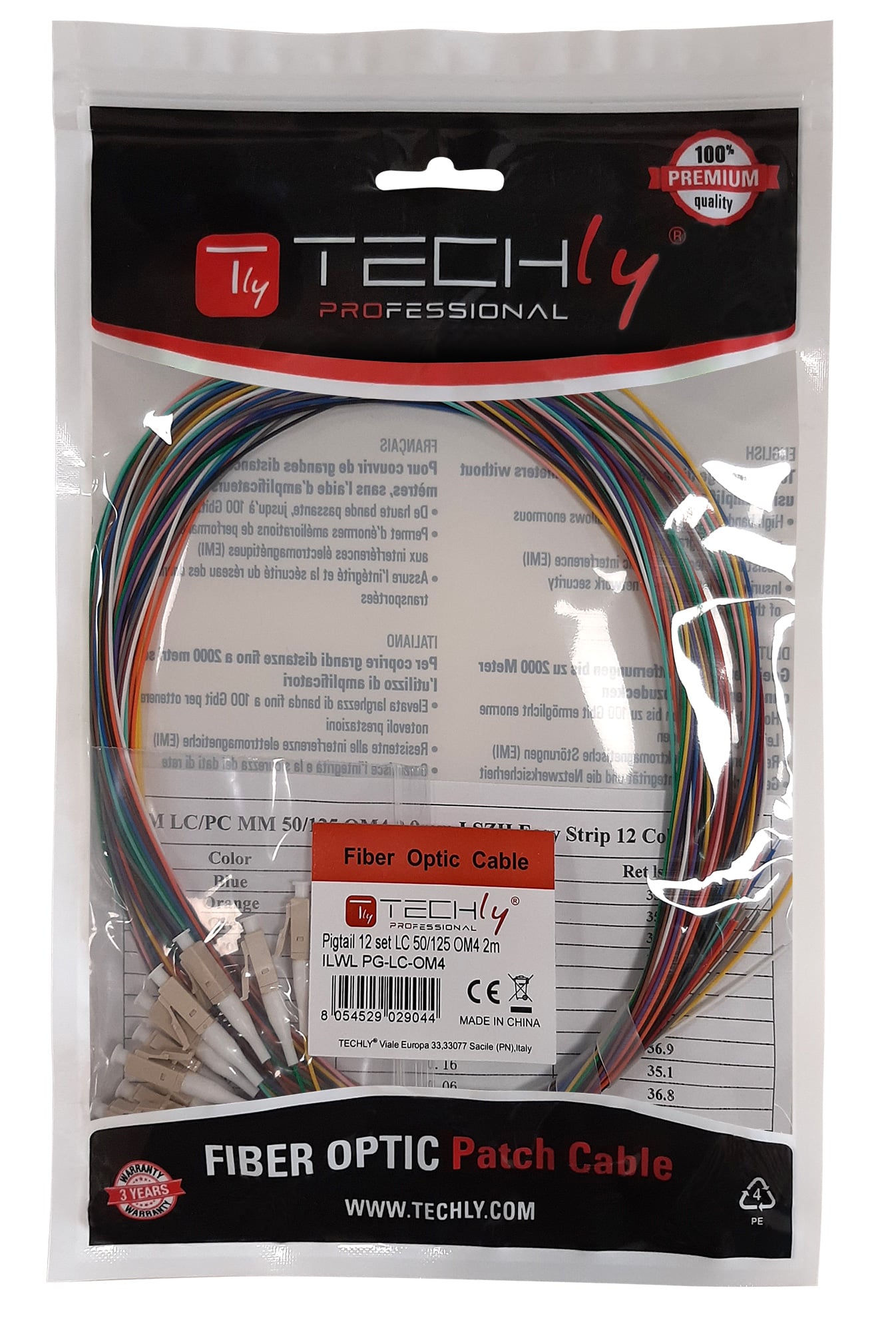 Set 12 Pigtail Fibra Ottica Multimodale OM2 LC 50/125 2m - Techly Professional ILWL PG-LC-OM2