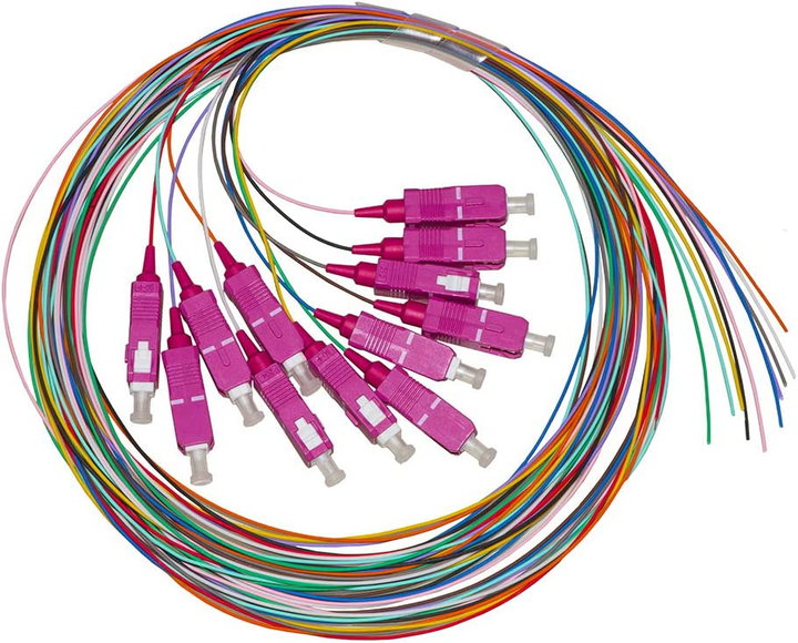 Cassetta di giunzione attrezzata con 12 pigtail fibra multimodale OM4 SC 50/125 2m - OEM ILWL PG-SC-OM4-SPC