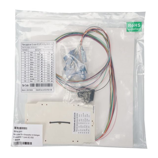 Cassetta di giunzione attrezzata con 12 pigtail fibra monomodale OS2 SC 9/125 2m - OEM ILWL PG-SC-OS2-SPC