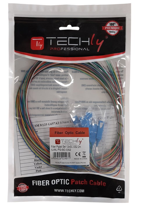 Set 12 Pigtail Fibra Ottica Monomodale OS2 SC 9/125 2m - Techly Professional ILWL PG-SC-OS2