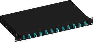 Cassetto Ottico 19'' 1HE Scorrevole 12 Bussole LC Duplex Multimodale OM3 Nero - Techly Professional ILWL SB-12LCDM3B