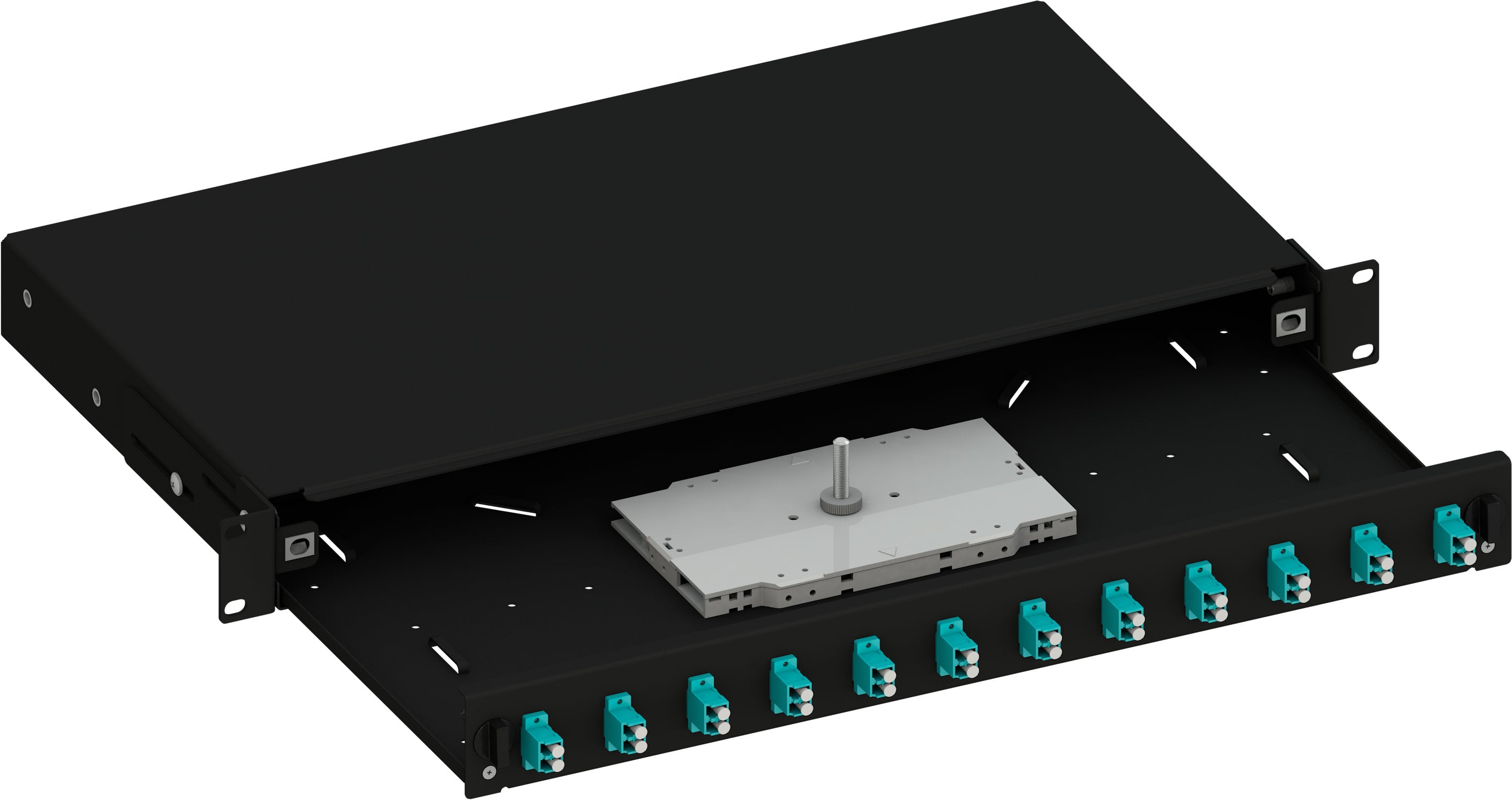 Cassetto Ottico 19'' Scorrevole con 12 Bussole LC Duplex Multimodale OM3 Nero - Techly Professional ILWL SB-12LCDM3B
