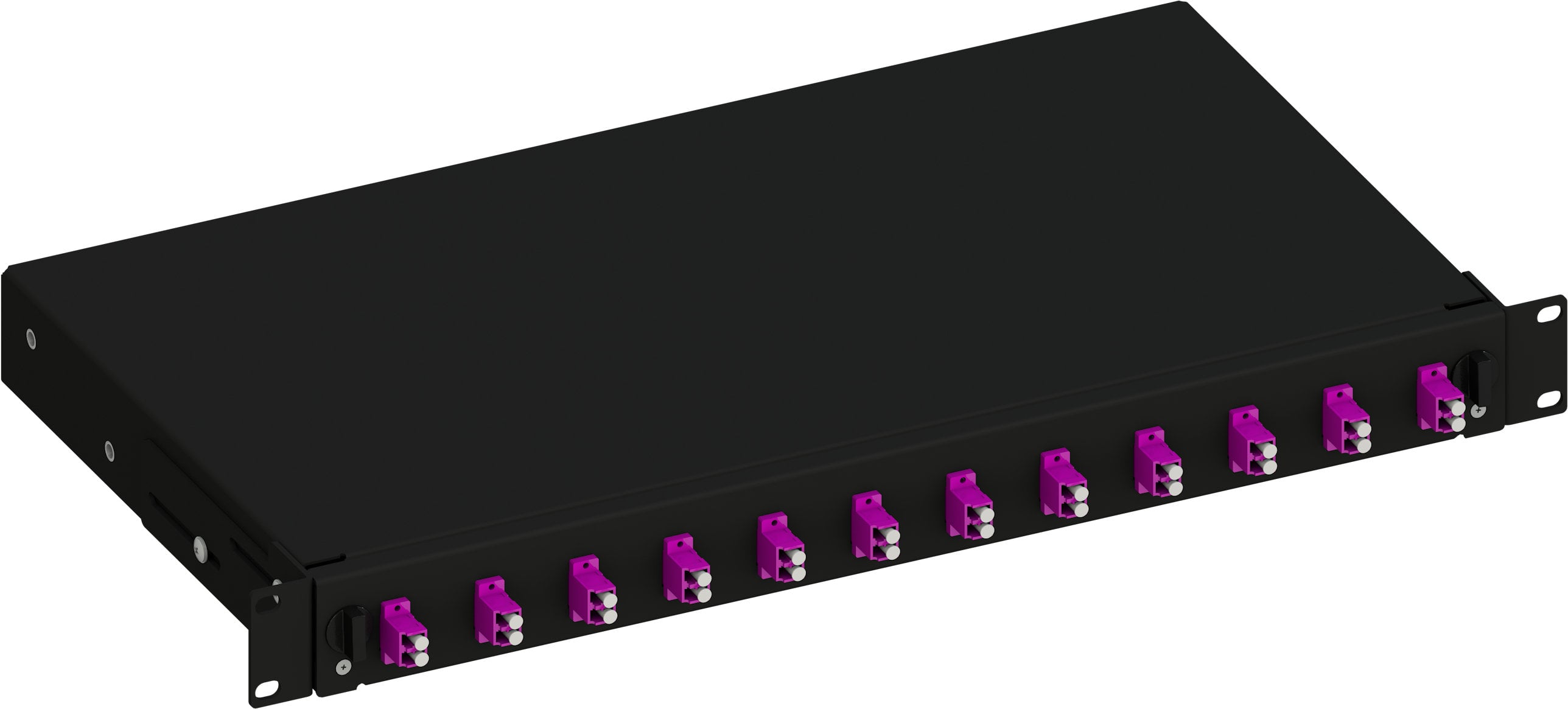 Cassetto Ottico 19'' Scorrevole con 12 Bussole LC Duplex Multimodale OM4 Nero - Techly Professional ILWL SB-12LCDM4B