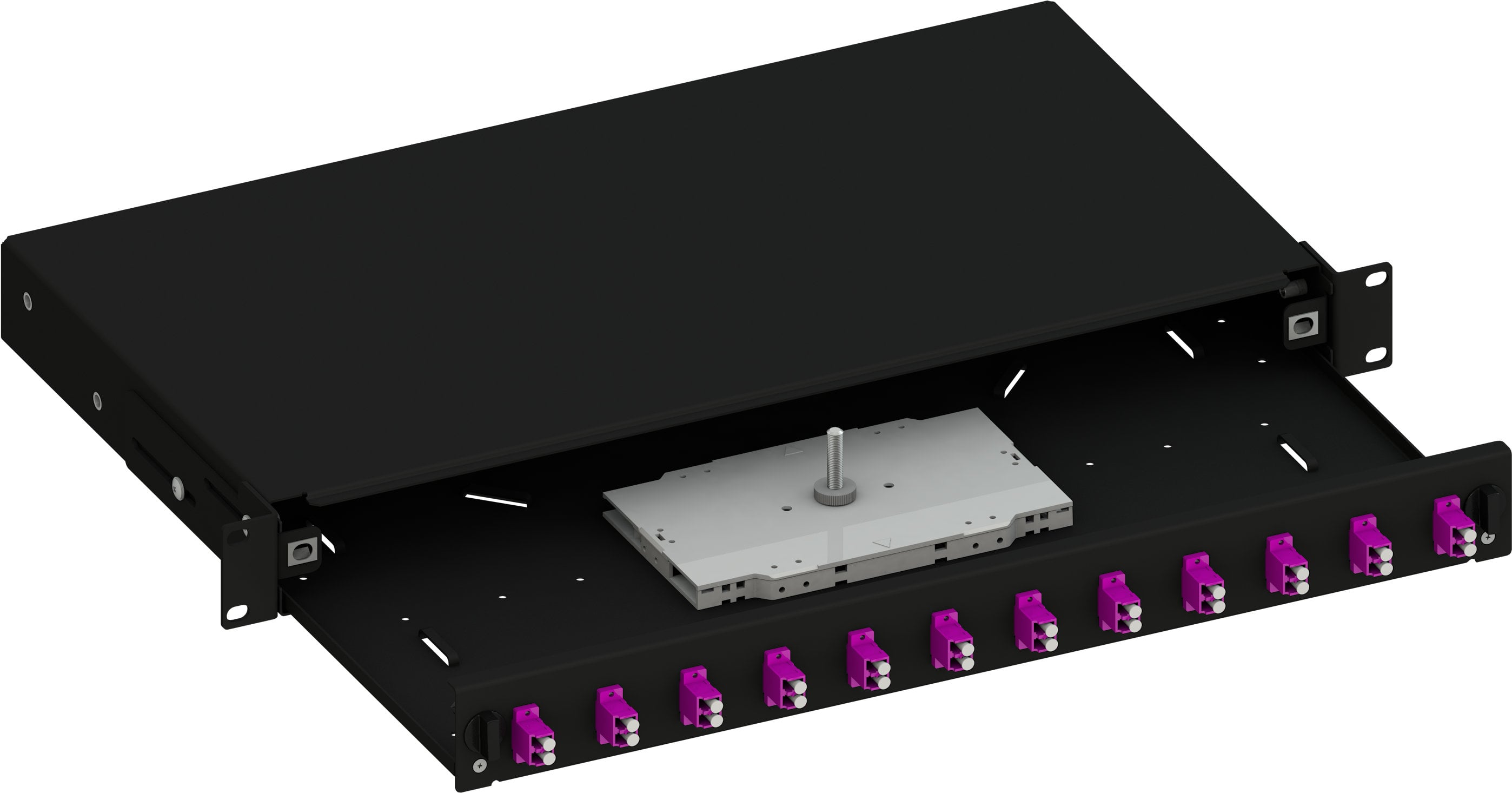 Cassetto Ottico 19'' Scorrevole con 12 Bussole LC Duplex Multimodale OM4 Nero - Techly Professional ILWL SB-12LCDM4B