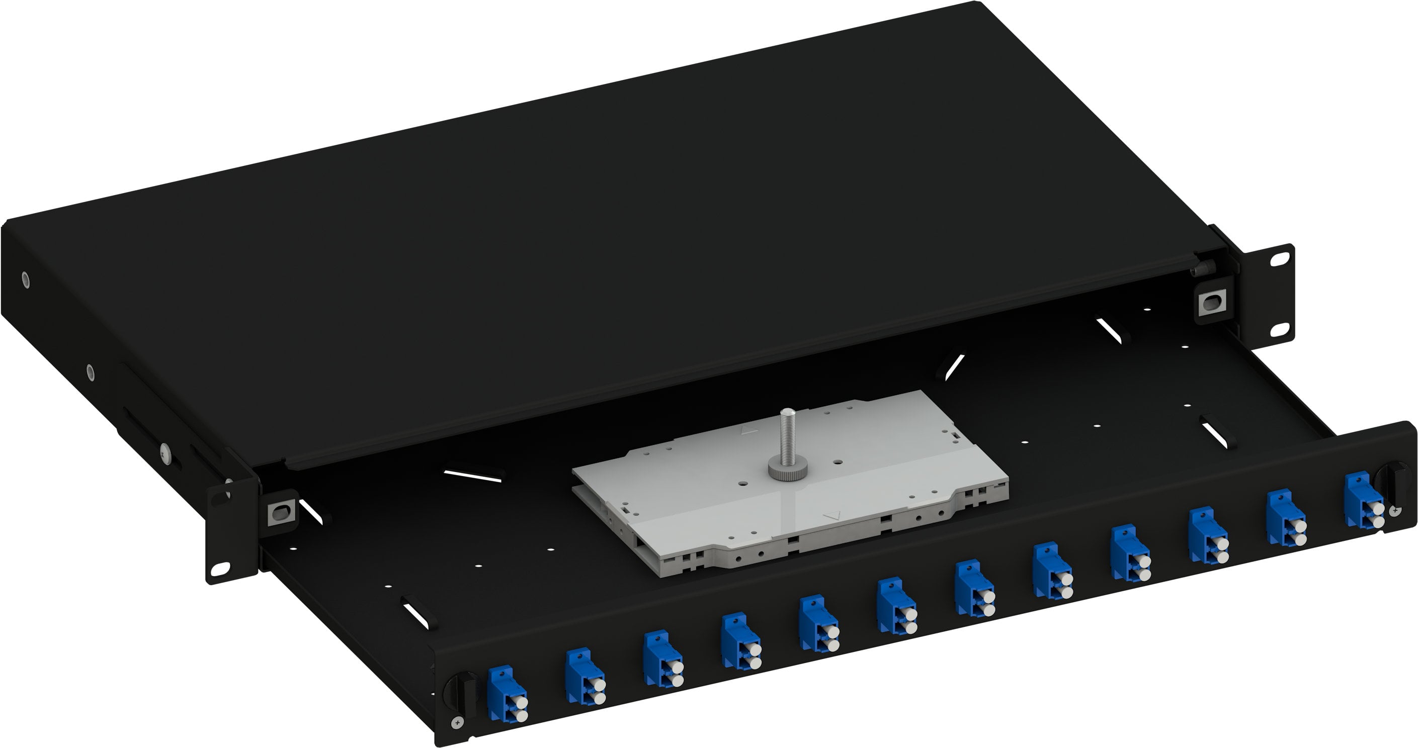 Cassetto Ottico 19'' con 12 Bussole LC Duplex Monomodale OS2 Nero - Techly Professional ILWL SB-12LCDSB
