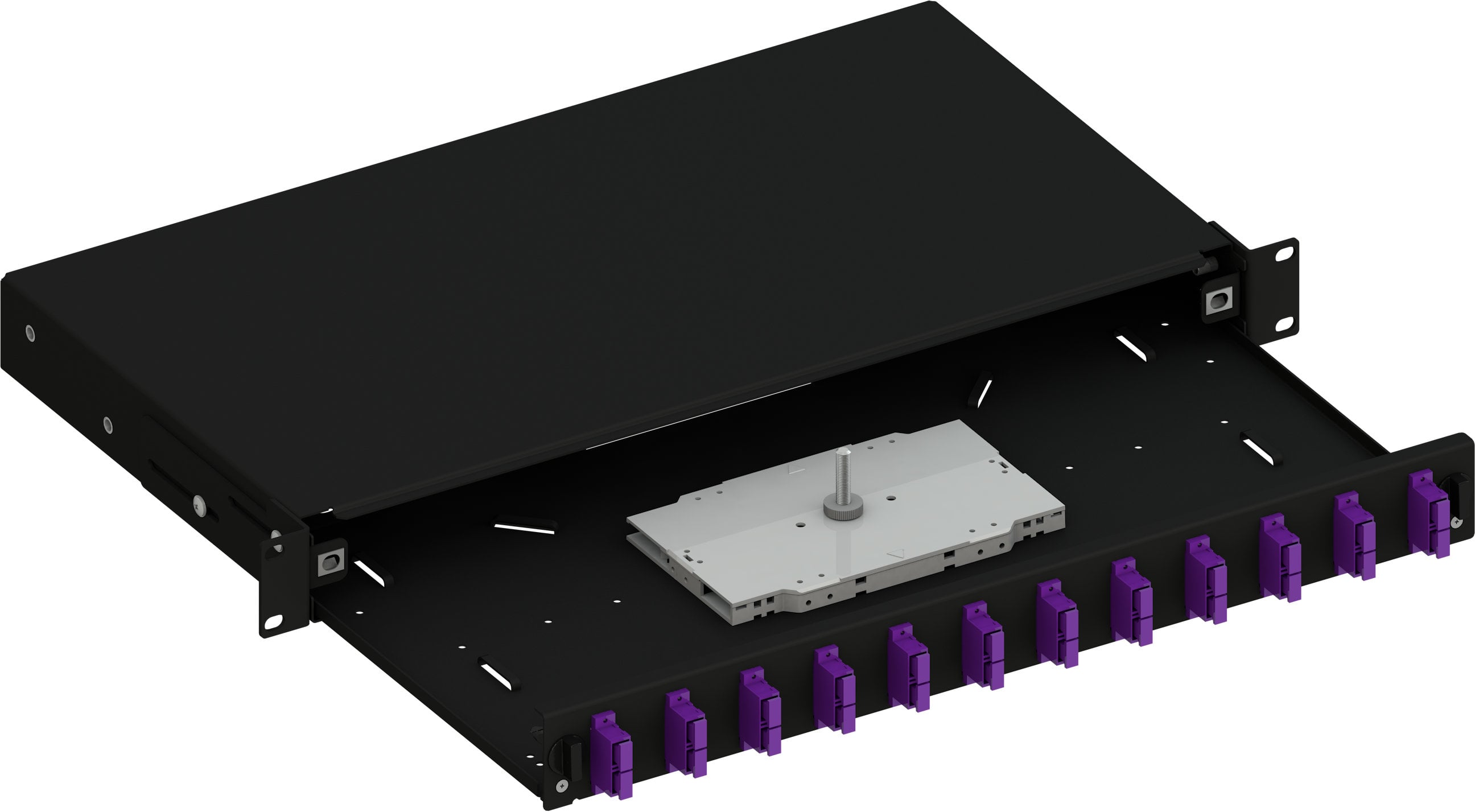Cassetto Ottico 19'' Scorrevole con 12 Bussole SC Duplex Multimodale OM4 Nero - Techly Professional ILWL SB-12SCDM4B