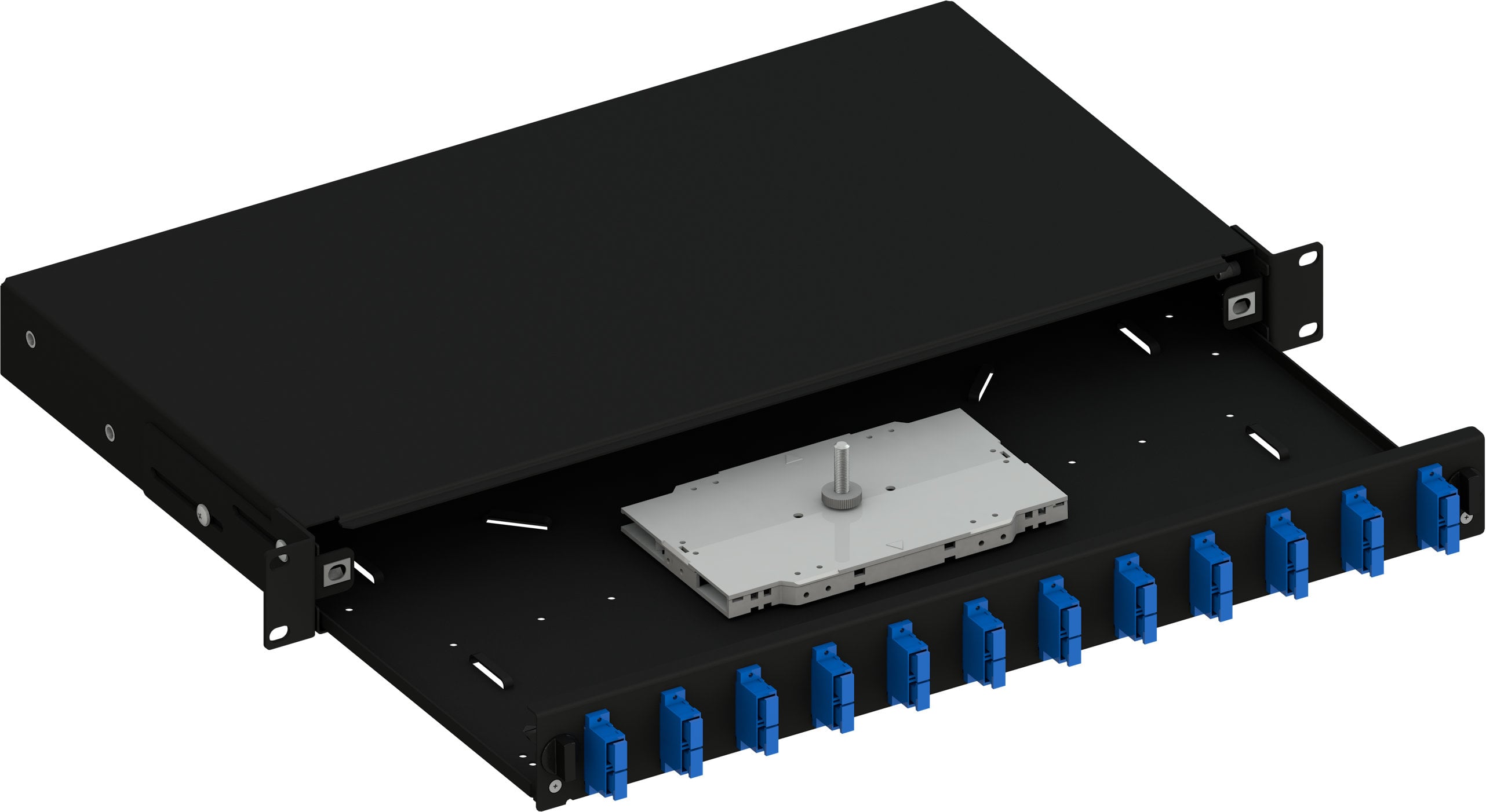 Cassetto Ottico 19'' Scorrevole con 12 Bussole SC Duplex Monomodale Nero - Techly Professional ILWL SB-12SCDSB