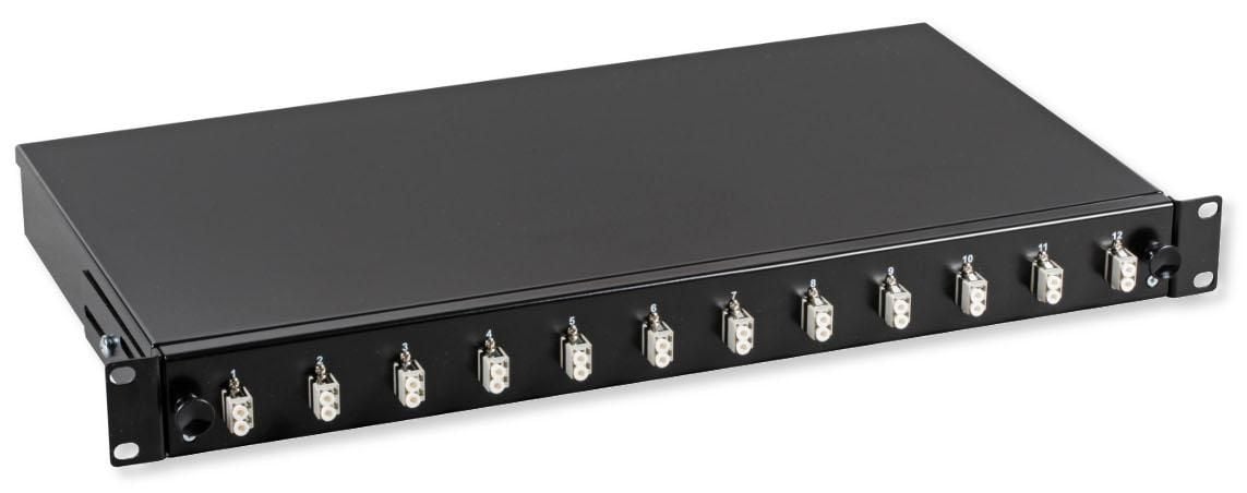 Cassetto Ottico 19'' con 12 bussole LC Duplex Multimodale OM2 Nero - ILWL SB-DT-12LCDM