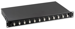 Cassetto ottico 19" 1HE 12 bussole LC Duplex multimodale OM2 nero - OEM ILWL SB-DT-12LCDM