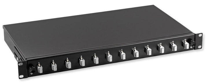 Cassetto ottico 19" 1HE 12 bussole SC Simplex multimodale nero - OEM ILWL SB-DT-12SCSM