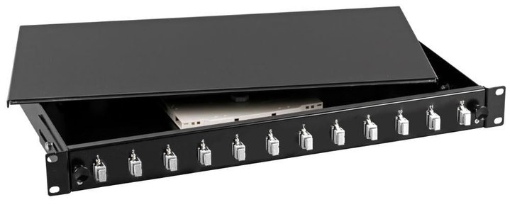 Cassetto ottico 19" 1HE 12 bussole SC Simplex multimodale nero - OEM ILWL SB-DT-12SCSM