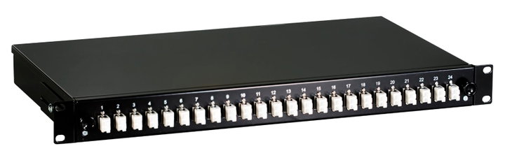 Cassetto Ottico 19" 1HE 24 bussole LC Duplex Multimodale OM2 Nero - OEM ILWL SB-DT-24LCDM